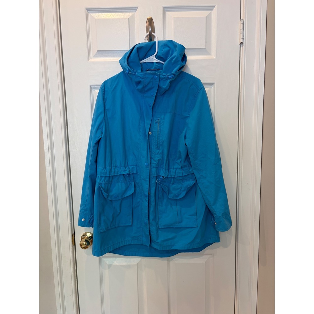 J.Crew Field Jacket M Blue Cotton Nylon Hooded Utility Gorpcore Coastal Nautical